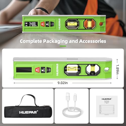 Huepar 3-in-1 Laser Level/Laser Distance Measure/Magnetic Torpedo Level