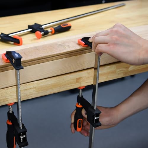 TACTIX 36" Steel Bar Clamps Set, 2-pack Quick-Release F Clamp with 2.4" Throat, 660 lbs Steel F Clamp for Woodworking, Metalworking, DIY - size: 36in