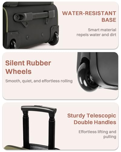 Rolling Puffer Backpack for Women, Travel Backpack with Wheels, 16 Inch Wheeled Laptop Backpack, Dual-Opening Design Overnight College Underseat Carry on Luggage, Roller Business Work Bag, Green - color: Green