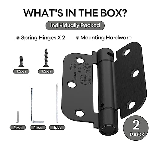 2 Pack 3.5 Inch Self Closing Door Hinges, Gloss Black - size: 3.5" (2 Pack)