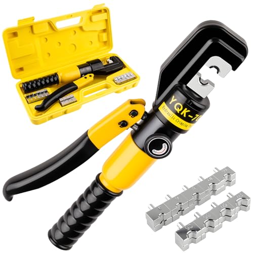 Hydraulic Crimping Tool, 9 Pairs Dies 12-2/0 AWG | Steel hydraulic crimper for 1/16",1/8",3/16" stainless cable railing, suited for vehicle wiring & electrical service