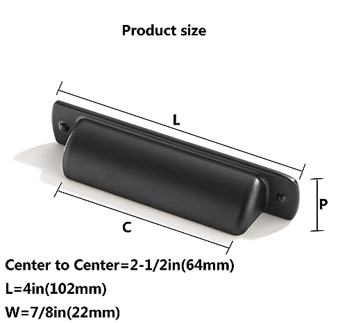 khtumeware 10 Pack 2-1/2"(64mm) Black Drawaer Pulls Matte Black Cabinet Cup Pulls Kitchen Hardware Cabinet Handles Drawer Handles Knobs. - color: Matte Black, size: Cup Pulls 2-1/2" Hole Center