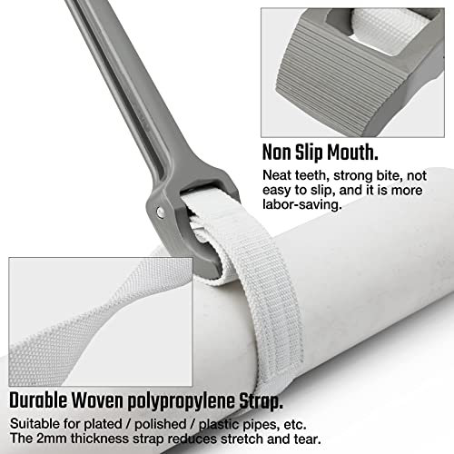 DURATECH Strap Wrench 18" Handle, Adjustable Nylon Strap Pipe Wrenches - color: Grey, size: 18 Inch