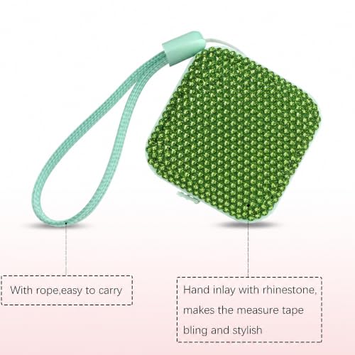 SlowVibes Bling Green Diamond Retractable Body Measuring Tape, 60 Inch - color: Green