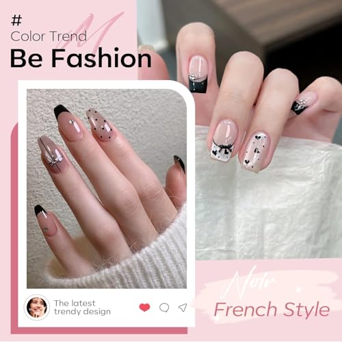 modelones French Tip Gel Nail Polish Set 2 Pcs 15ml Black and Milky Pink - color: A1-French Muse