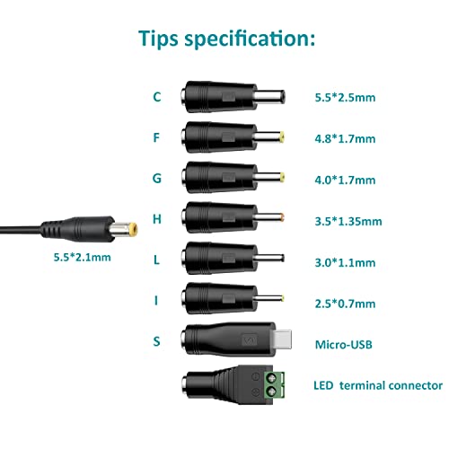 12W Universal AC Adapter Kit DC 3V-12V 1A DC Power Supply Charger Cord - size: 12W 3-12V
