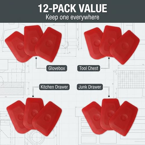 HI-TECH PB200 Plastic Scraper Tool – Decal, Sticker, Label Remover for Cars & Home Use – 3X Larger Ergonomic Design – Residue-Free Cleaning (12 Pack)