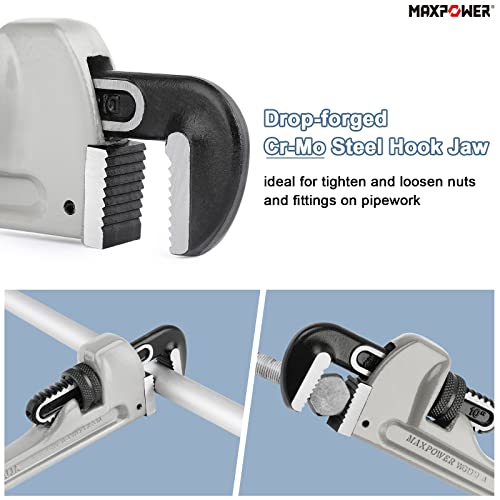 MAXPOWER Pipe Wrench Set 10" 14" 18", with 1" 2" 2.5" Jaw Capacity - size: 10, 14, 18-inch, style: Straight Pipe Wrench