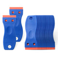 FOSHIO 20PCS Blue Plastic Razor Blade Scraper Tool for Gasket Remover, Sticker Remover, Labels Decal and Adhesive Remover for Windows and Glass - color: With Blue Scraper (20 Pack)