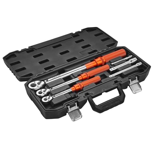 VEVOR 1/4 3/8 1/2 Inch Drive Torque Wrench, 3Pcs Click Torque Wrench Set 20-240IN-LB, 5-45FT-LB, 10-170FT-LB, Dual-Direction Adjustable 72 Tooth for Bicycle, Moto and Car Maintenance - size: 1/2" 3/8" 1/4" 6 PCS