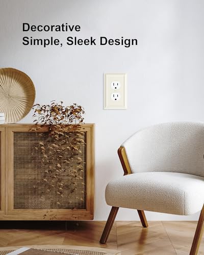 6-Pack Natural Bamboo Fiber Duplex Outlet Cover Plate, Durable Wall Plate - color: Light Almond, size: 1 Duplex 6PK