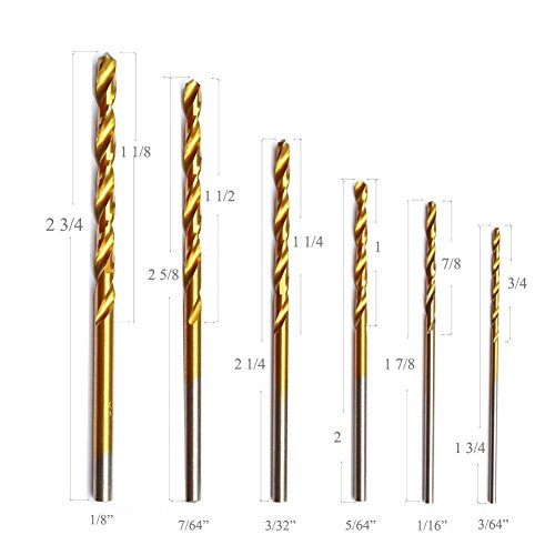 60Pcs Micro Drill Bits Set 1/8 1/16 3/64 5/64 3/32 7/64 Jobber Length Twist Drill Bit Set for Steel Wood Plastic Aluminum Alloy