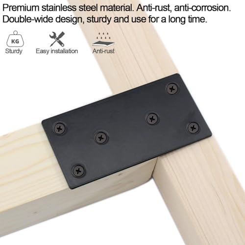 20 Pcs 3-1/8'' Black Mending Plates for Wood Straight Braces 80x40 mm Mending Plate Flat Bracket Steel Joining Connector for Furniture Fence Bookcase - size: 80MM-Black