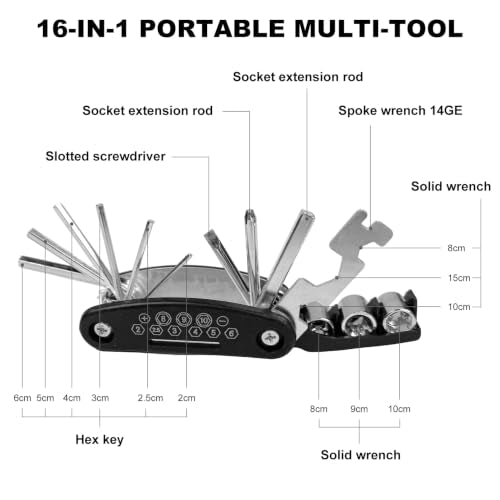 Bike Repair Kit Bike Tool Kit Saddle Bag Tool Set 15 in 1 - color: Black