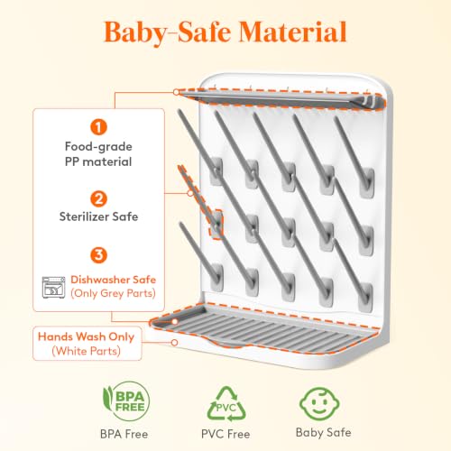 Lifewit Large Baby Bottle Drying Rack 15 Hooks, Newborn Essentials Must Haves, Bottle Storage Organizer for Countertop, Cabinet, Rack Dryer Holder for Pacifiers, Pump Parts, Baby Stuff (Pack of 2) - size: Large-15 Hooks (Pack of 2)
