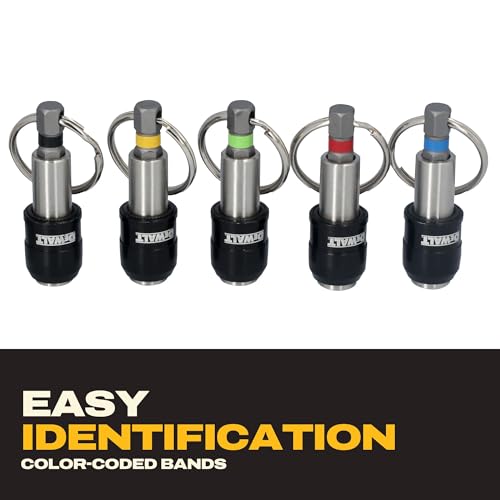 DEWALT Keyring Bit Holder Set 1/4 Inch Hex Bits, Durable Metal Bit Holder Key Chain (DWAFHLDKC5)