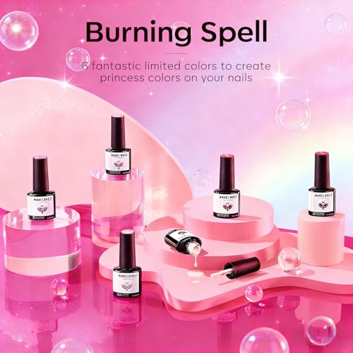 modelones Pink Gel Nail Polish Set 6 Colors, Hot Neon Light Dark Milk Pink - color: A A A0 Pink Shades