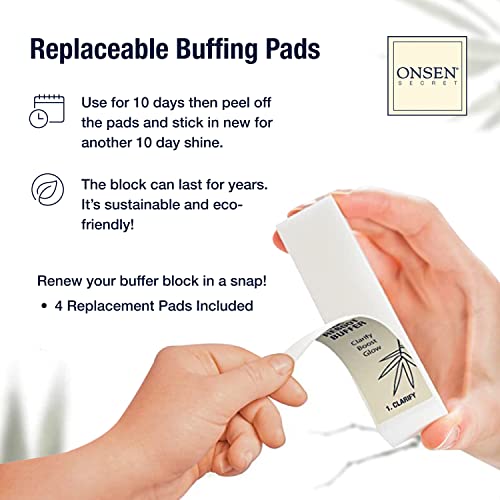 Onsen Japanese Nail Shape & Shine Kit | 3-Way Nail Buffer Block w/ 2 Extra Pads & 6-Pack Professional File 120/180 Grit for Natural and Acrylic Nails | Shape and Shine Series - Super Value Bundle - size: Buffer + 6 Nail Files
