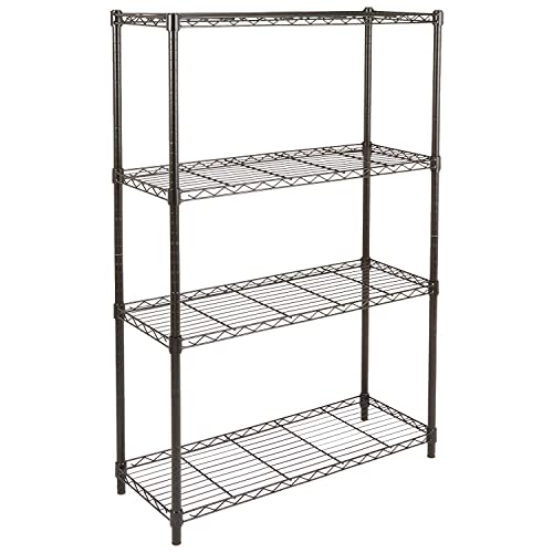 Amazon Basics 4-Shelf Adjustable Heavy Duty Steel Wire Rack Storage Shelving, Sturdy Garage Shelving, 350 lbs Capacity Per Shelf, Easy No-Tool Assembly, 36" x 14" x 54", Black - color: Black, size: 36" L x 14" W x 54" H, style: 4 -Shelf