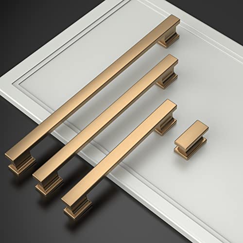 Asidrama 6 Pack 5 Inch(128mm) Hole Centers Champagne Bronze Kitchen Cabinet Handles, Brushed Brass Cabinet Pulls Kitchen Cabinet Hardware for Cupboard Gold Drawer Pulls - color: Champagne Bronze, size: 5" Hole Center, style: 6 Pack