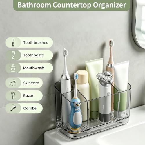 Electric Toothbrush Holder Wall & Counter, No-Drill, 5-Slot