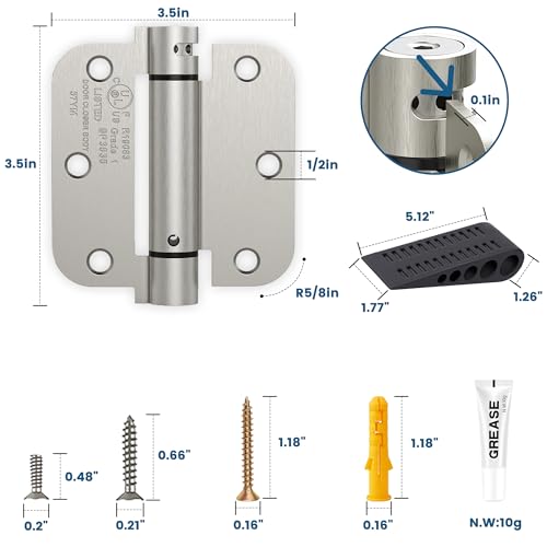 2 Pack 3.5 Inch Self Closing Door Hinges Kit, Satin Nickel - color: Satin Nickel - kit, size: 3.5" (2 Pack)