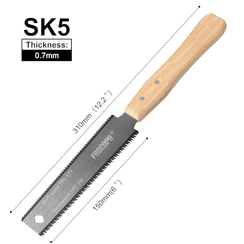 Frocopo Hand Saw Woodworking Tools, 6-Inch Pull Saw, Flexible Double-Edge Blade 17/11 TPI, Japanese Flush Cut for DIY Craft, Non-Slip Wood Handle, Sharp & Lightweight for Woodworking and Garden Trim