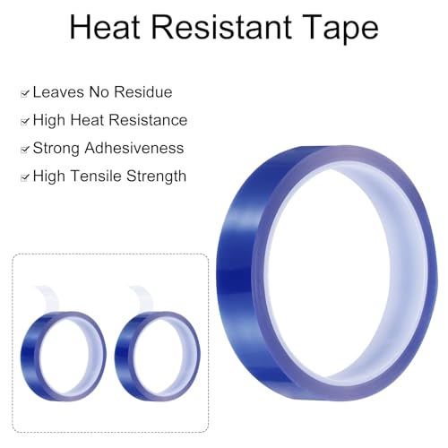 uxcell Blue Heat Tape, 1 Roll 20mmx33m 108ft High Temperature Heat Resistant Tape for Sublimation,Heat Vinyl Press,Heat Transfer, Circuit Board, No Residue - color: Blue, size: 20mmx33m