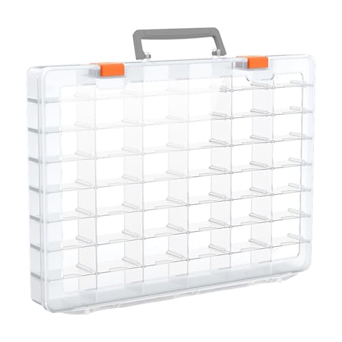 Bluedale 48 Grids Large Plastic Organizer Box with Adjustable Dividers, Beads Storage Containers Compartment Tackle Box Case for Crafts Hobby Small Parts Fishing Seeds Jewelry (Transparent) - size: Transparent-1P