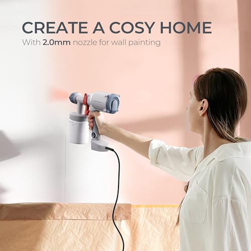 Tilswall Paint Sprayer Dreamer400 Upgraded Ultra-Light Electric Paint Spray Gun with 2 Nozzles & 3 Patterns Easy to Clean for Fences, Sheds, Walls, Ceilings, Furniture, Cabinets, Garden & DIY White