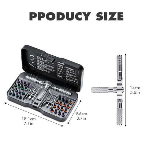 VMAN Ratchet Screwdriver Set, magnetic Screwdriver sets, S2 Steel Bits, DIY Combination Flexible Shaft, Suitable for Furniture Assembly, Precision Electrical Appliance Repair, Bicycle Tools