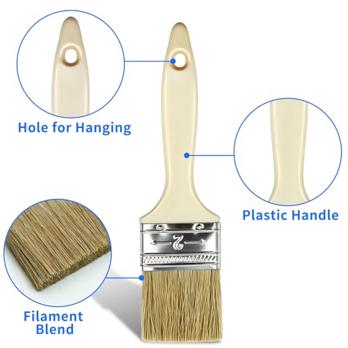 3 Pack Paint Brushes Set, White - size: 3 Pack, 1”, 1.8”, 2.7”