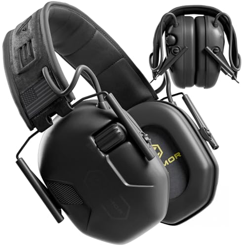 M300A Ear Protection For Gun Range - Shooting Ear Muffs with Ergonomic Gel Cushions, IPX5 Waterproof Gear - color: Black