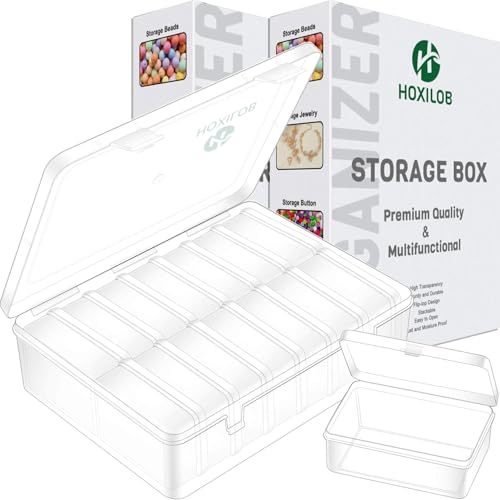 30 Pieces Bead Organizer Boxes, Medium Clear Plastic Storage Container with Labels, Large Craft Case Ideal for Big Beads Jewelry Making Supplies DIY Bracelets Screws Seeds Mini Tools and Small Parts - size: 2 Pack 30 Pcs 3.1" x 2.2" x 1.2"