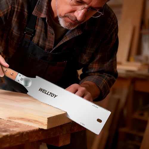 Japanese Pull Saw of Double Edge,10 Inch Hand Saw of 7-10/18 TPI Gradient Teeth, SK5 Flexible Replaceable Blades,with Non-Slip Bamboo Knot wooden Handle,Woodworking Tool for Hardwood & Softwood. - size: 10Inch