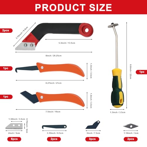 23 Pack Grout Removal Tool Kit, 2 Tile Grout Saws with 6 Extra Blades, 2 Hand Grout Saw and 7 Cleaning Blades, Caulk Remover for Bath Shower, Ideal for Floor Tile Grout Cleaning