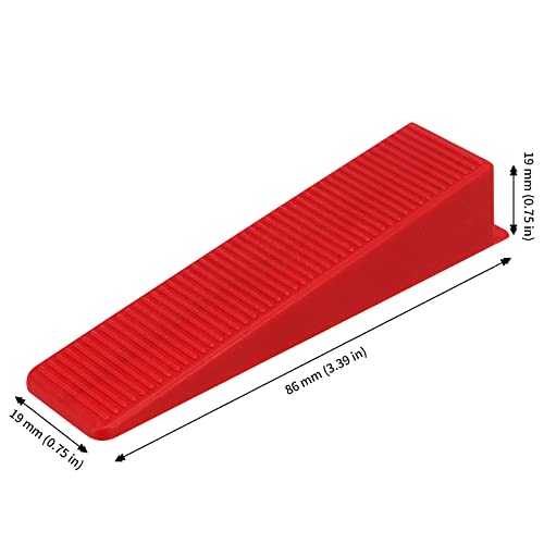 JAPCHET 400 PCS Tile Leveling System Wedges Reusable for 1/8, 1/16, 1/32 Inch Spacers for Tile Leveler Installation, Red