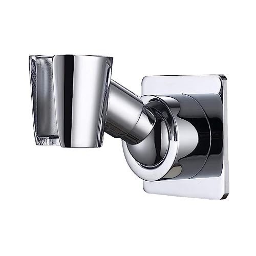 YDmeet Shower Head Holder, Adjustable Handheld Brass Shower Head Bracket, Wall Mount Holder, Drill Free Glue Installation (Polished Chrome) - color: Chrome