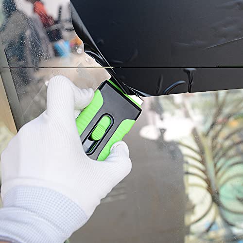 EHDIS Car Sticker Remover Glass Cooktop Razor Scraper with 10pcs Replace Blades for Label,Glue,Paint,Adhesive Remover,Oven Door, Stove Cleaning (Green) - color: Green