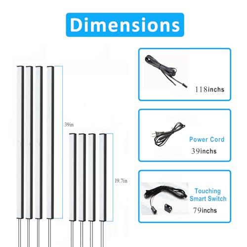 LED Wall Panel Lights Black,Dimmable Wood Slat Wall Panel Strip Light 8PCS - size: Black-8PCS