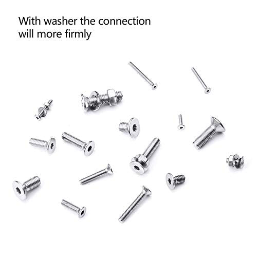 NINDEJIN 880Pcs M2 M3 M4 M5 Stainless Steel Precise Metric Hex Socket Head Cap Machine Screws,Round Flat Socket Bolts and Nuts Set and Washers Assortment Kit +Wrench (Flat Head Cap) - size: 880 Hex Flat Head Socket Screws Nuts