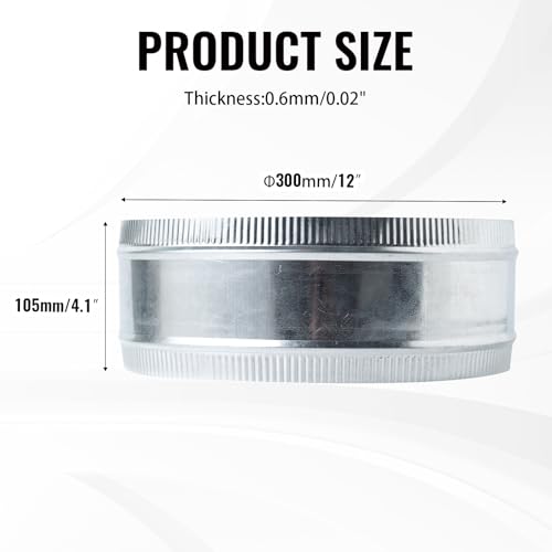 12 Inch Round Galvanized Steel Duct Connector - Metal Ventilation Pipe Coupler - Dryer Vent Hose Extension - HVAC Ducting Coupling for Straight Connection - size: 12 Inch