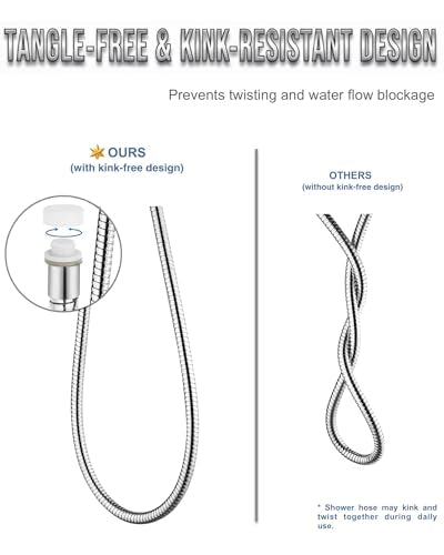 79 inches Extra Long Kinkless Chromed Flexible Stainless Steel Shower Hose - Replacement for Handheld Showerhead Hose - style: 79'' Chrome