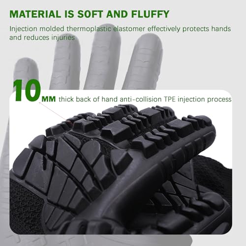 Pro-Grade TPE Anti-Vibration Non-Slip Gloves, Heavy Duty Work Gloves, Reinforced Grip for Construction/Machinery - color: Shockproof-xl
