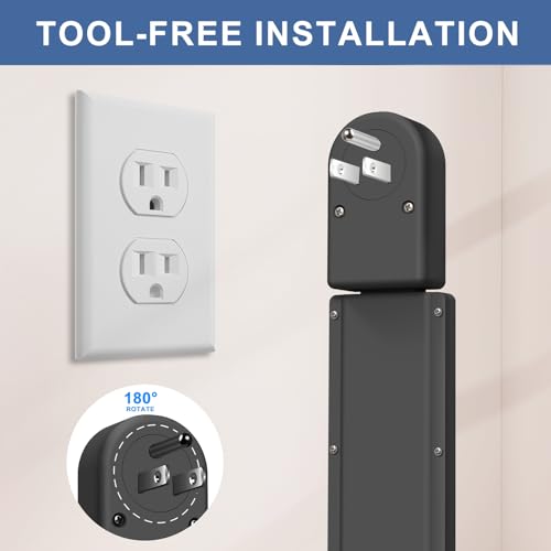 Electrical Outlet Extender Stick - Features USB-A, USB-C and 2 AC Outlets, Extends 22"-34", Rotates 180° Access Hard-to-Reach Outlets, Wall Plug Power Socket Expander Nightstands, Sofa, Desks and More - color: Black