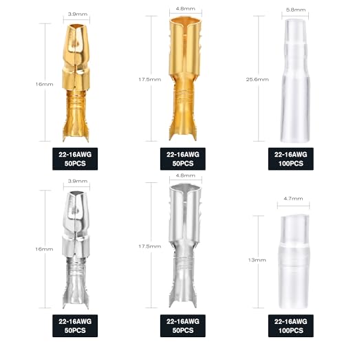 Nilight 400PCS 3.9mm Bullet Connectors with Insulation Cover - color: 400PCS Bullet Connectors