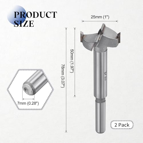 2pcs 25mm(1") Forstner Drill Bit Carbide Tipped 2 Flute - size: 25mm(1")