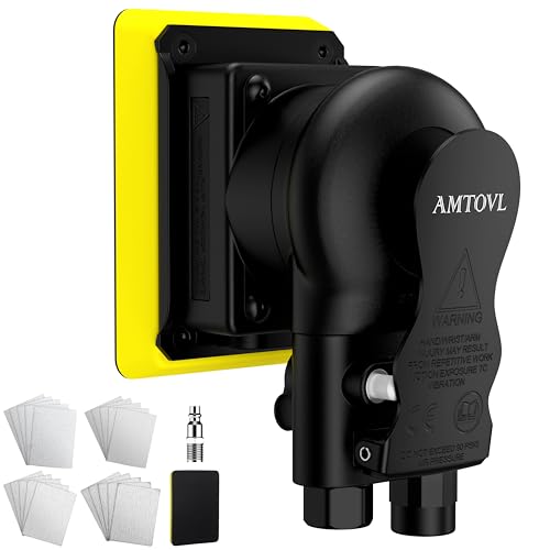 AMTOVL Pneumatic Random Orbital Sander – 3 x 4-inch Air Sander, 12000 RPM | Air Palm Sander with Variable Speed for Automotive Bodywork, Woodworking & Surface Finishing