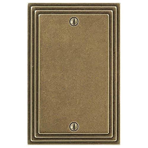 Amerelle Steps Single Blank Cast Metal Wallplate in Rustic Brass - color: Rustic Brass, size: 1 Blank