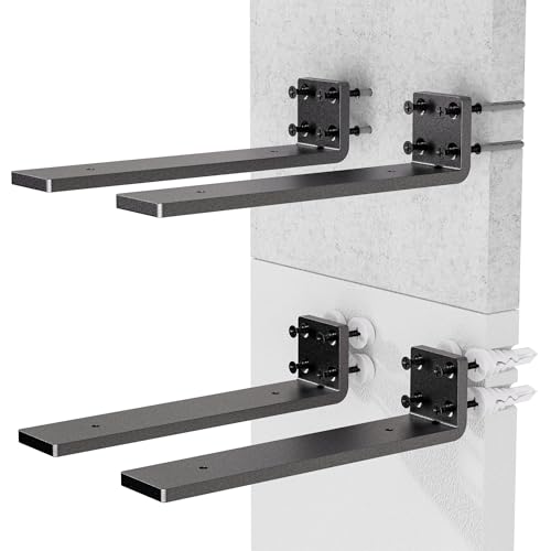 Sturdy Heavy Duty Shelf Bracket 8-Inch Set of 4, Perfect for Floating Shelves, Made from 1/5" Thick Metal in Matte Black Finish - size: 8 Inch, style: 4 Pack